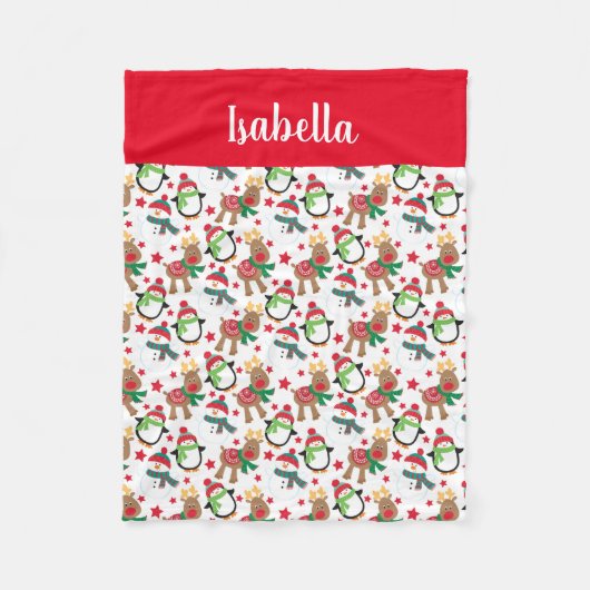 Kinder kerstsnowman Reindeer gepersonaliseerd Fleece Deken (Voorkant)