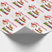  Kinder kersttrein en Rocking Horse Cadeaupapier (Hoek)