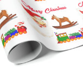 Kinder kersttrein en Rocking Horse Cadeaupapier (Rol Hoek)