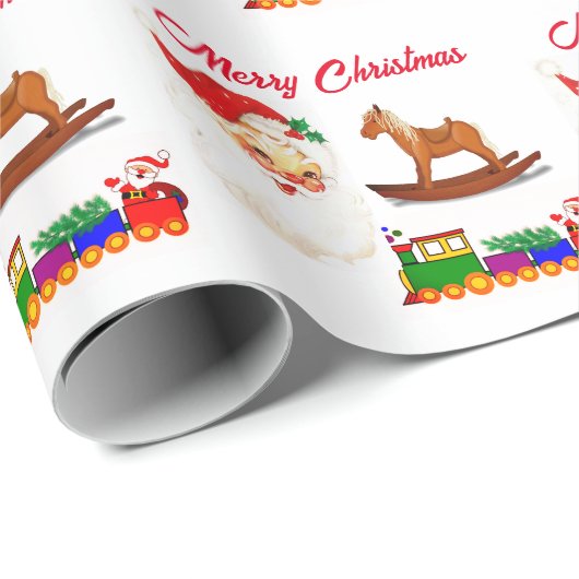  Kinder kersttrein en Rocking Horse Cadeaupapier (Rol Hoek)