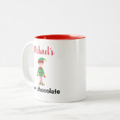 Kinder kerstwarme chocolade op maat tweekleurige koffiemok (Voorkant links)