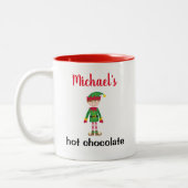 Kinder kerstwarme chocolade op maat tweekleurige koffiemok (Links)