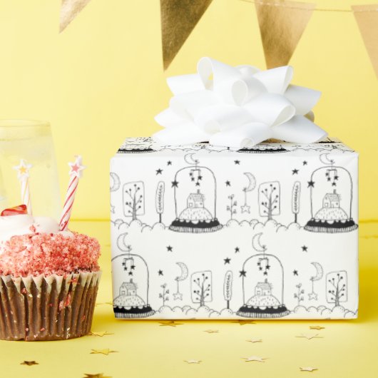 Kinder kerstzwarte tonijn en witte snuitbol moonst cadeaupapier (Verjaardagsfeest)