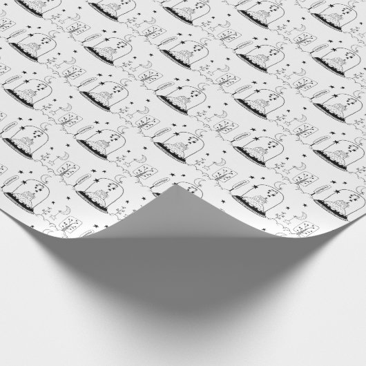 Kinder kerstzwarte tonijn en witte snuitbol moonst cadeaupapier (Hoek)