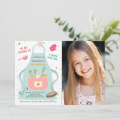 Kinder keuken verjaardagsuitnodiging keuken bakken kaart (Staand voorkant)