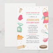 Kinder keuken verjaardagsuitnodiging keuken bakken kaart (Voorkant / Achterkant)