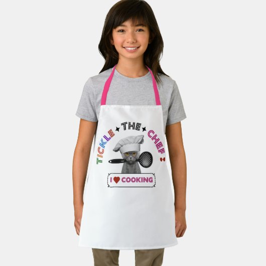 Kinder 'Kietel de Chef' Funny Cat Schort Roze Lett (Insitu)