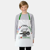 Kinder "Kietelen de Chef" Funny Cat Schort Groen (Gedragen)
