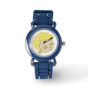 Kinder kijk met schattig Kind gezicht op Wijzerpla Horloge