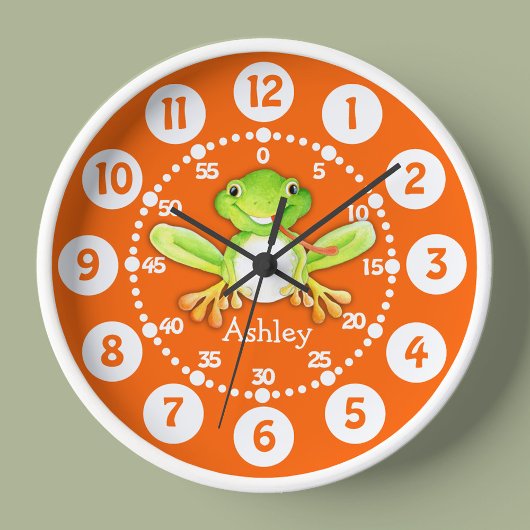 Kinder kikker oranje groene klok