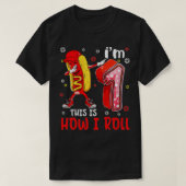 Kinder Kind 1 jaar oud Dabbing Hot Dog Birthday Bo T-shirt (Design voorkant)