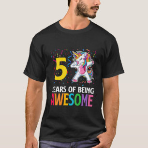 Kinder kind 5 jaar oud Unicorn abbing 5th Birthday T-shirt