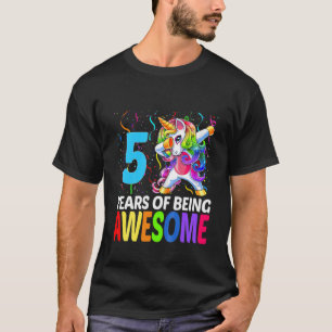 Kinder kind 5 jaar oud Unicorn abbing 5th Birthday T-shirt