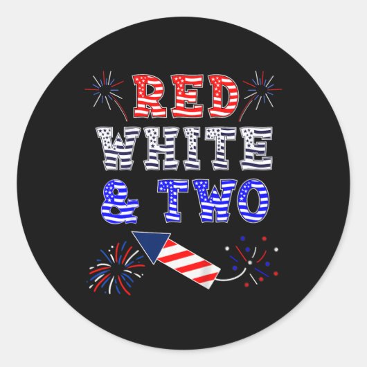 Kinder Kinder 2e Verjaardag Juli 4e Amerikaanse Ro Ronde Sticker (Voorkant)