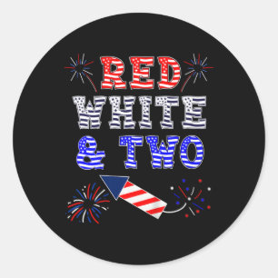 Kinder Kinder 2e Verjaardag Juli 4e Amerikaanse Ro Ronde Sticker