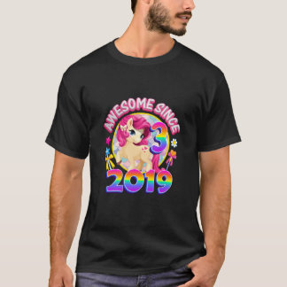 Kinder Kinder 3e verjaardag Unicorn Girl 3 jaar T-shirt