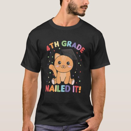 Kinder Kinder 4e klas genageld It Cat Afstuderen T-shirt (Voorkant)
