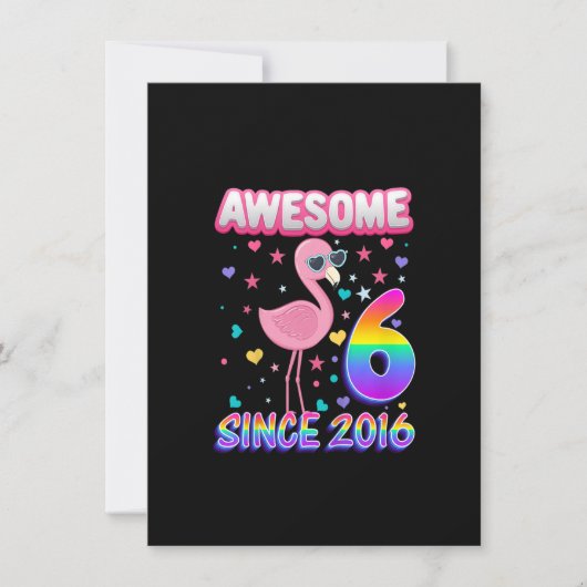 Kinder Kinder 6 jaar Flamingo Girl 6 jaar Kaart (Voorkant)