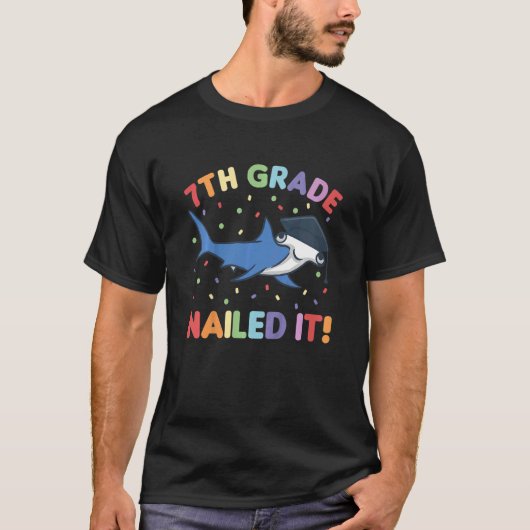 Kinder Kinder 7e klas genageld het hamerhaai gra T-shirt (Voorkant)