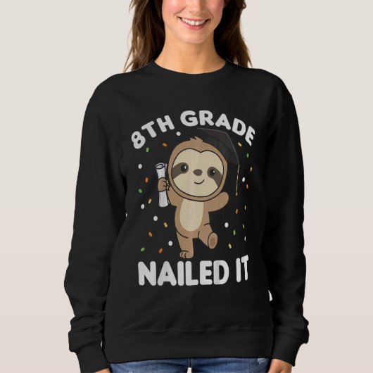 Kinder Kinder 8e klas genageld IT Sloth Afstuderen Trui (Voorkant)