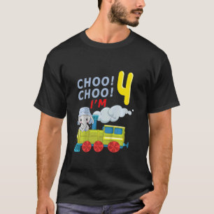 Kinder Kinder Choo Choo 4e Verjaardagstrein Party T-shirt