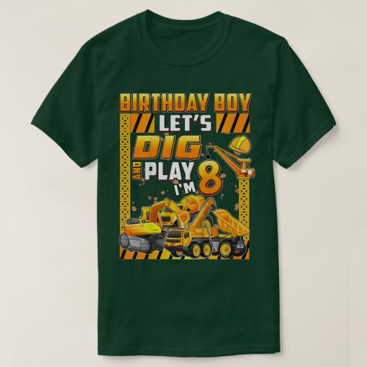 Kinder Kinder dig 8 jaar constructie vrachtwagens  T-shirt (Design voorkant)