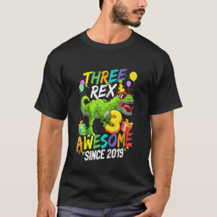 Kinder Kinder Drie Rex Geweldige sinds 2019 Verjaa T-shirt