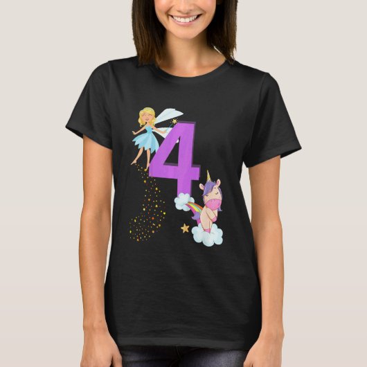 Kinder Kinder feestdag partij 4 jaar thema Unico T-shirt (Voorkant)