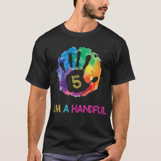 Kinder Kinder Ik ben een handvol vijf jaar oud ges T-shirt