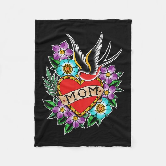 Kinder Kinder Moeder Hart Tattoo Fleece Deken (Voorkant)