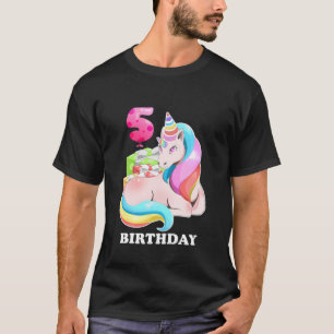 Kinder Kinder Unicorn 5 jaar oud Kind 5e verjaarda T-shirt