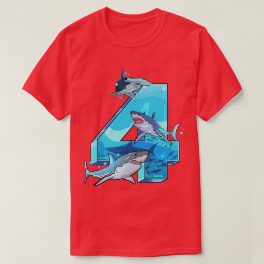 Kinder Kinder vierde verjaardag 4 jaar oud Zee haa T-shirt (Design voorkant)