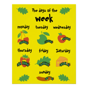 Kinder kinderdagverblijf dagen van de week perfect poster