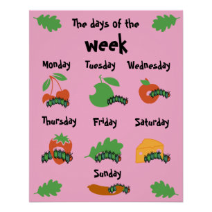 Kinder kinderdagverblijf dagen van de week perfect poster