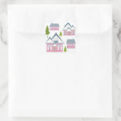 Kinder kinderdorpen in de cartoon bevatten roze bo vierkante sticker (Tas)