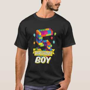 Kinder Kinderen 5 jaar oude bouwstenen 5e verjaard T-shirt