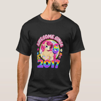 Kinder Kinderen 5e verjaardag Unicorn Girl 5 jaar T-shirt