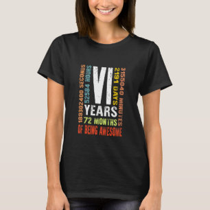 Kinder Kinderen 6e verjaardag 6 jaar oude  retro 7 T-shirt