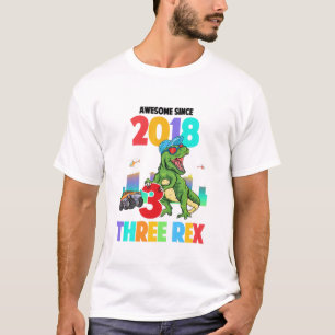 Kinder Kinderen Drie Rex 3rd verjaardag Dinosaur 3 T-shirt