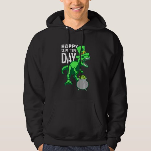 Kinder Kinderen Happy St Pat Trex Day Dino Patrick Hoodie (Voorkant)