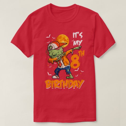 Kinder Kinderen Het is mijn 8e verjaardag Zombie H T-shirt (Design voorkant)