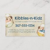 Kinder kinderen jongen meisje koken les culinair visitekaartje (Voorkant)