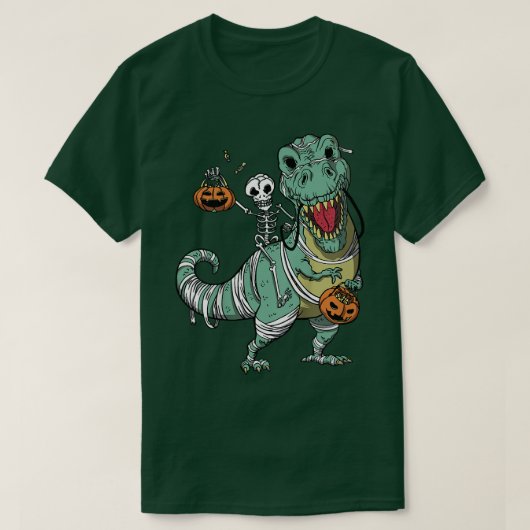 Kinder Kinderen T re dinosaur halloween skeletpomp T-shirt (Design voorkant)