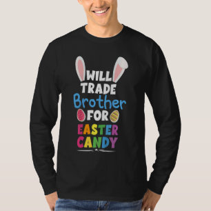 Kinder Kinderen zullen broeder voor paaseieren in T-shirt
