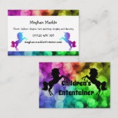 Kinder kinderentertainer Unicorn Kleurenregenboog Visitekaartje (Voorkant / Achterkant)