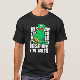 Kinder Kiss Ik ben Irish Cute Dinosaur Rex St Patr T-shirt