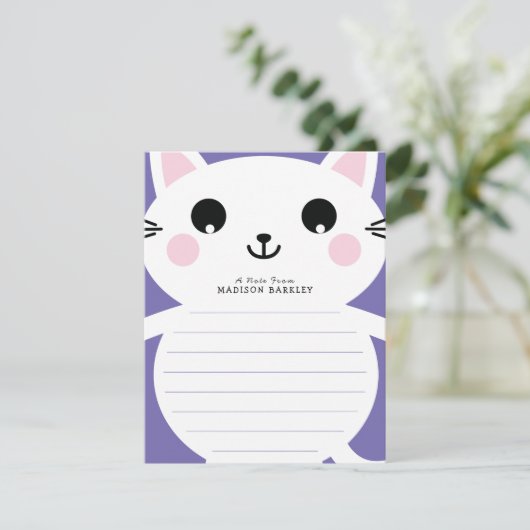 Kinder Kitty Cat Schattigee platte Briefpapier Kaa Bedankkaart (Staand voorkant)