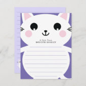 Kinder Kitty Cat Schattigee platte Briefpapier Kaa Bedankkaart (Voorkant / Achterkant)