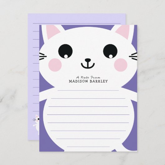 Kinder Kitty Cat Schattigee platte Briefpapier Kaa Bedankkaart (Voorkant / Achterkant)