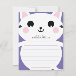 Kinder Kitty Cat Schattigee platte Briefpapier Kaa Bedankkaart